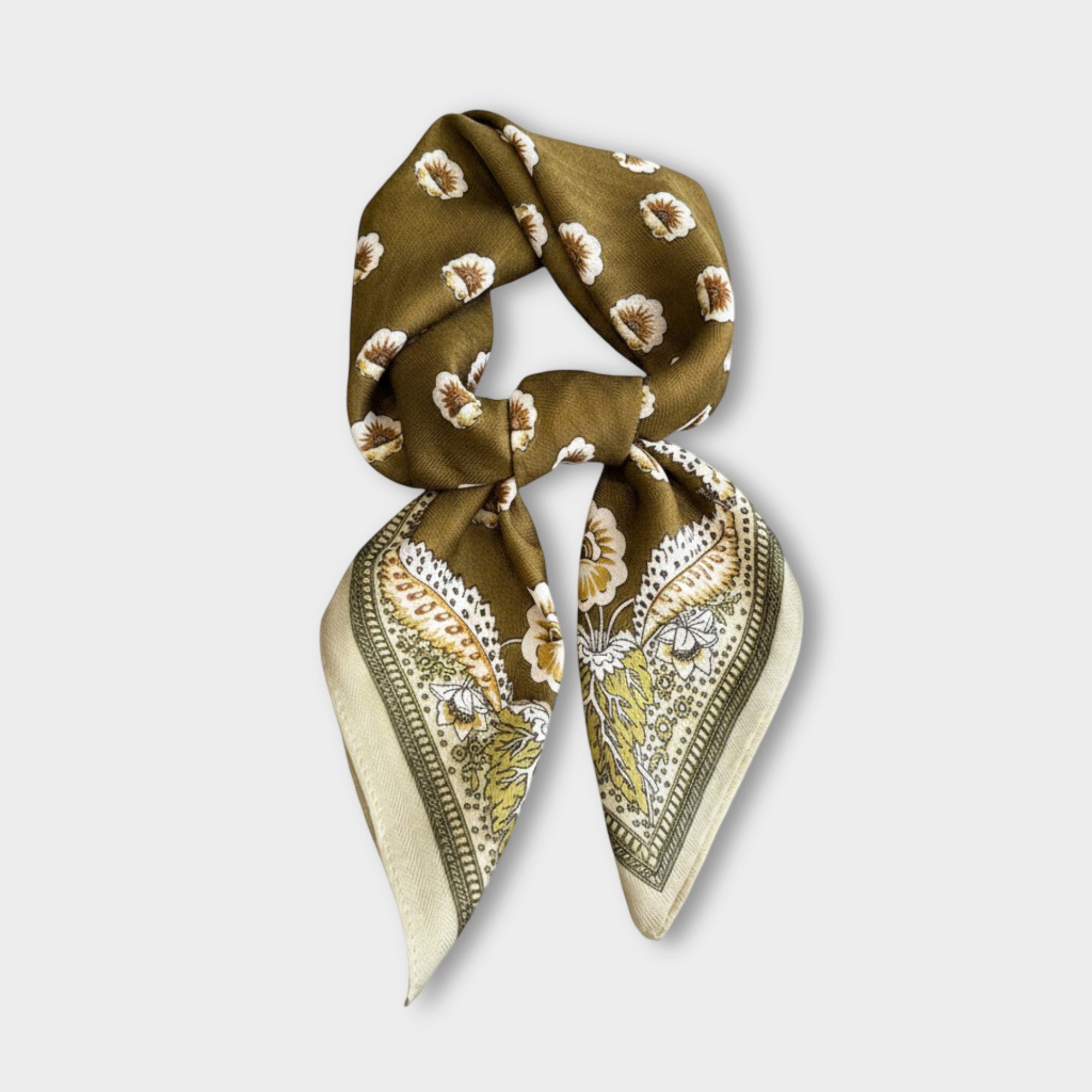 Anna-Kaci Women Square Scarf with Floral Border Soft Lightweight Fashion Accessory 27.5¡Á27.5inches