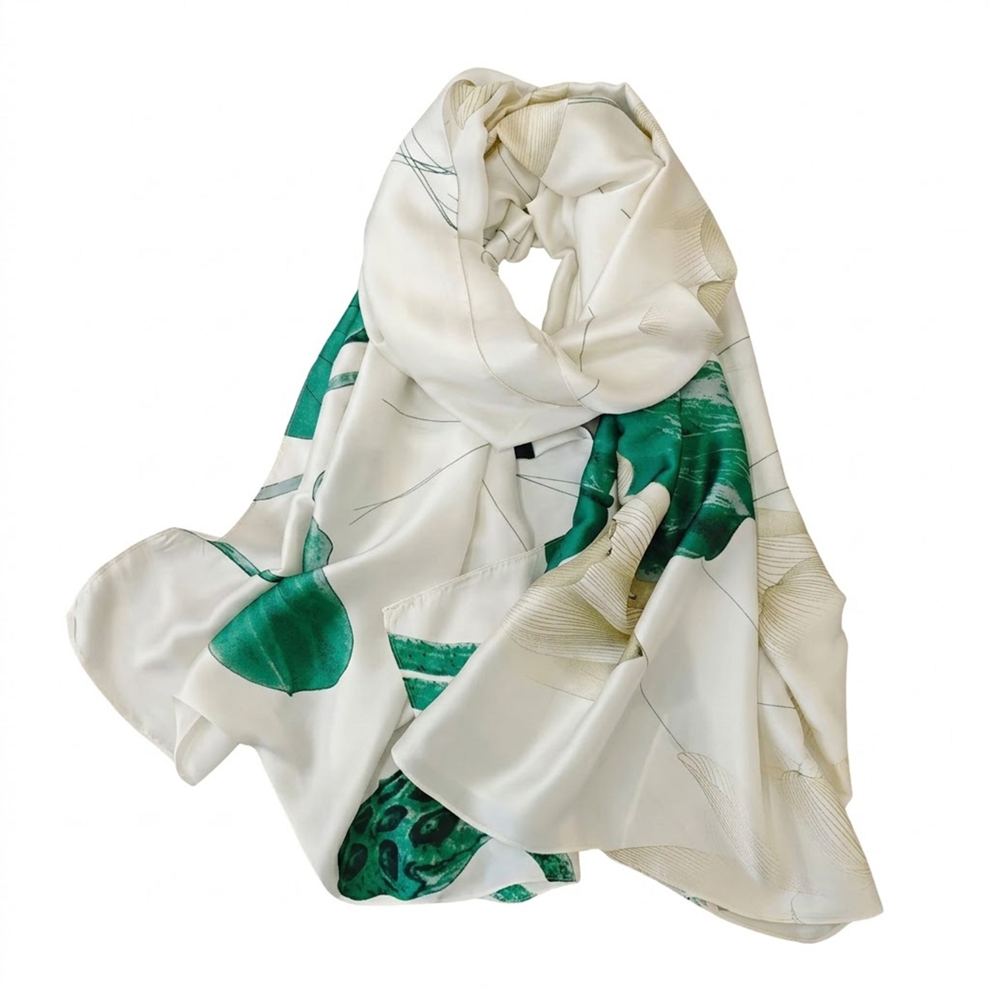 Anna-Kaci Womens Floral Lotus Print Satin Scarf Lightweight Wrap for Handbag Styling