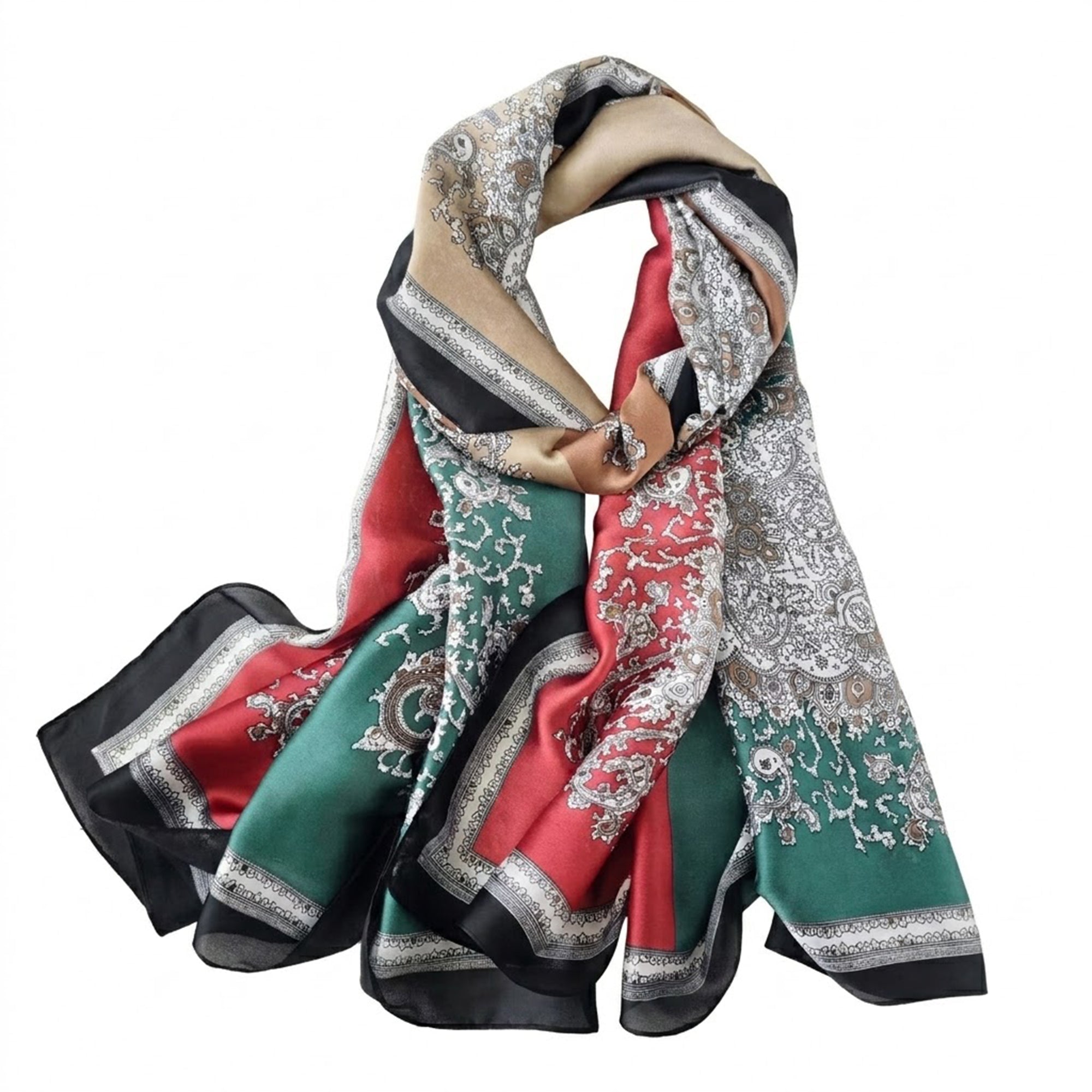 Anna-Kaci Womens Paisley Print Satin Scarf Lightweight Large Fashion Wrap