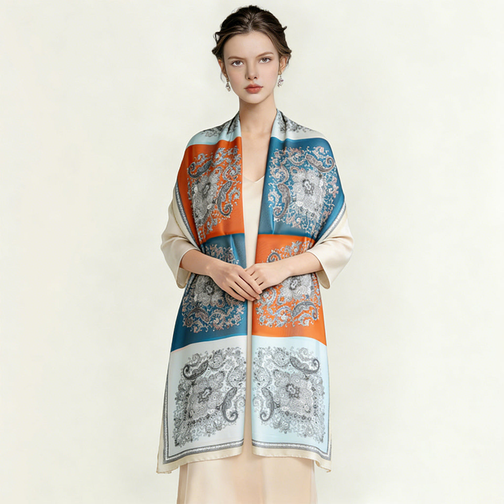 Anna-Kaci Womens Paisley Print Satin Scarf Lightweight Large Fashion Wrap
