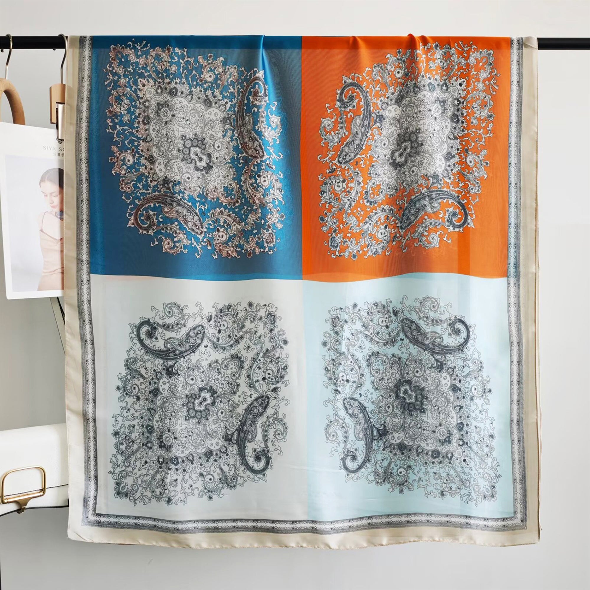 Anna-Kaci Womens Paisley Print Satin Scarf Lightweight Large Fashion Wrap