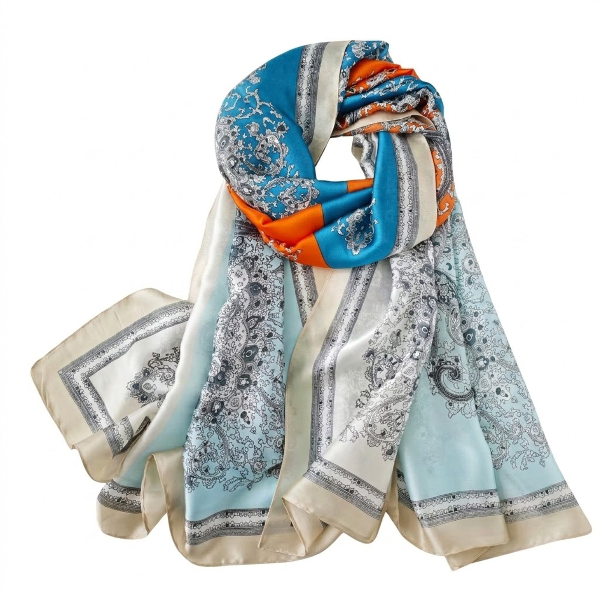 Anna-Kaci Womens Paisley Print Satin Scarf Lightweight Large Fashion Wrap
