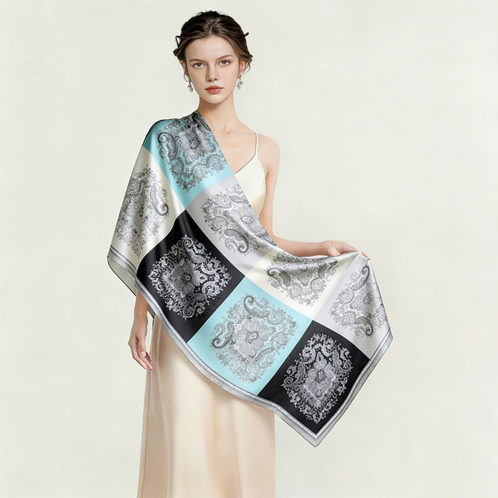 Anna-Kaci Womens Paisley Print Satin Scarf Lightweight Large Fashion Wrap