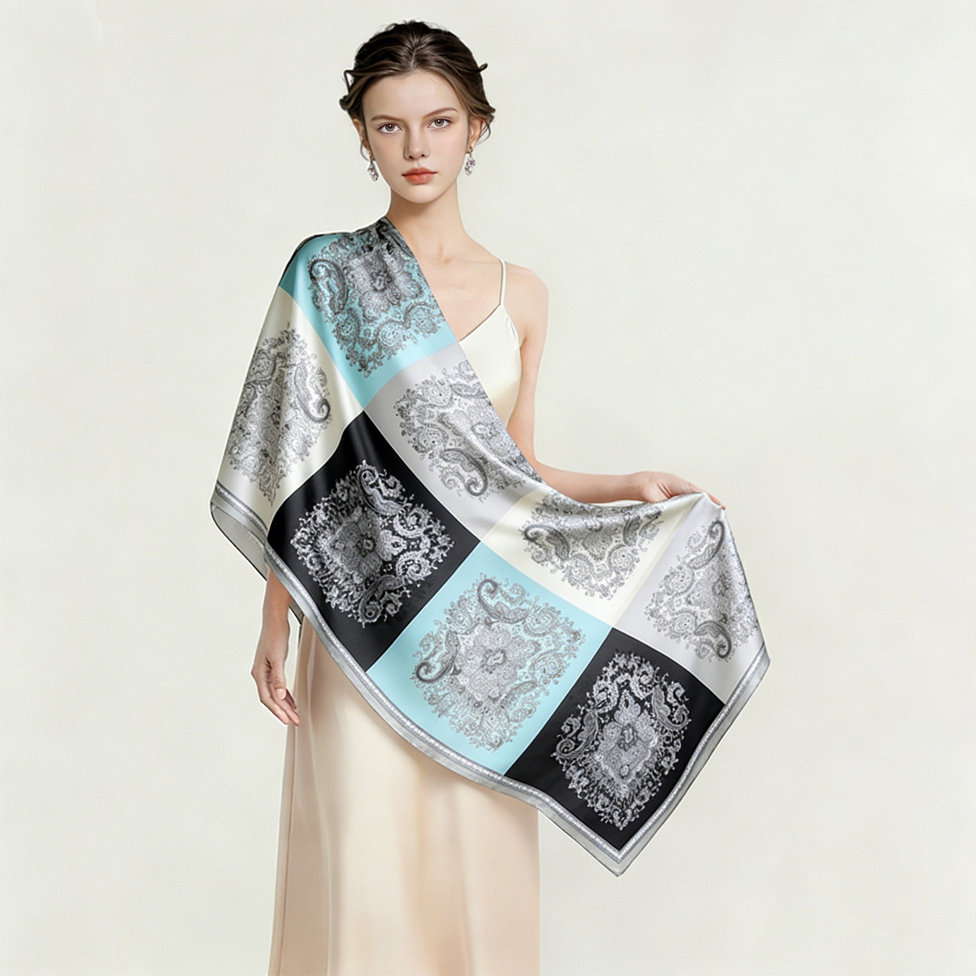 Anna-Kaci Womens Paisley Print Satin Scarf Lightweight Large Fashion Wrap