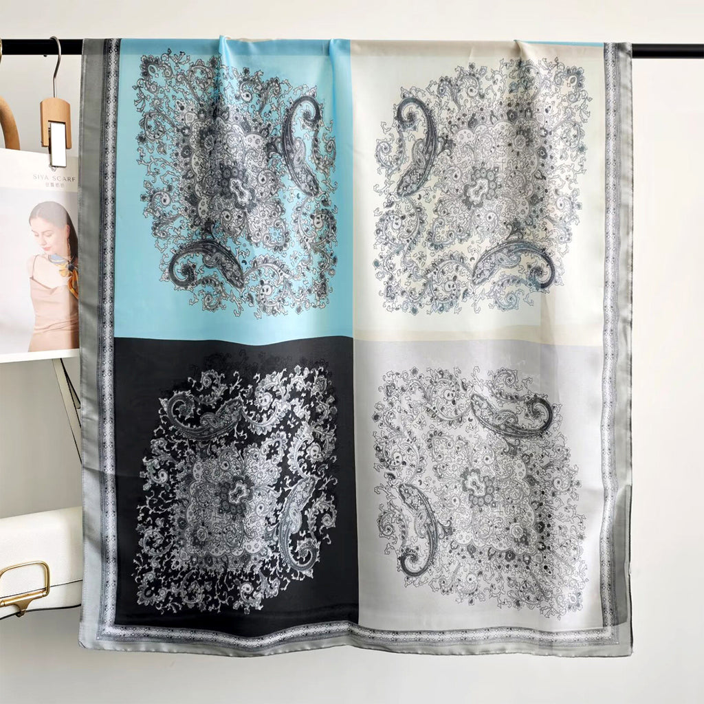 Anna-Kaci Womens Paisley Print Satin Scarf Lightweight Large Fashion Wrap