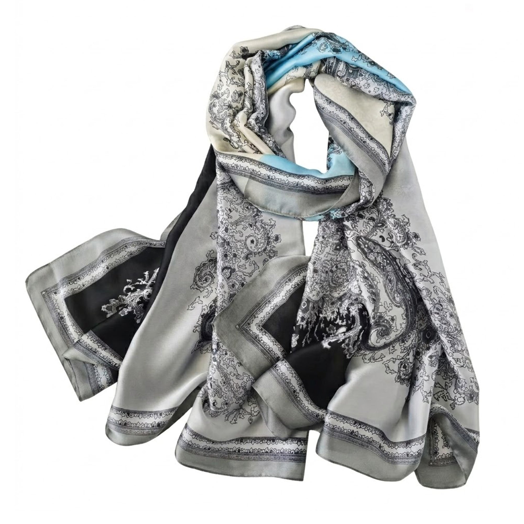 Anna-Kaci Womens Paisley Print Satin Scarf Lightweight Large Fashion Wrap