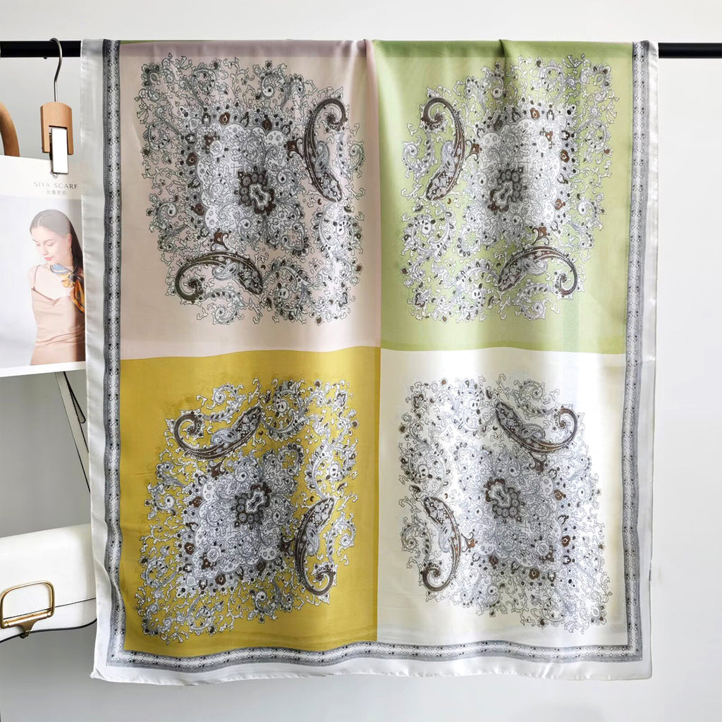 Anna-Kaci Womens Paisley Print Satin Scarf Lightweight Large Fashion Wrap