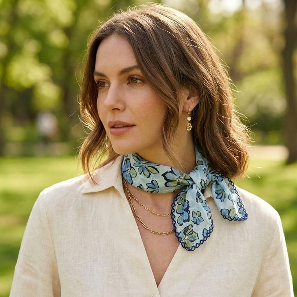 Anna-Kaci Womens Floral Print Lightweight Square Scarf Soft Fashion Neck Hair Wrap