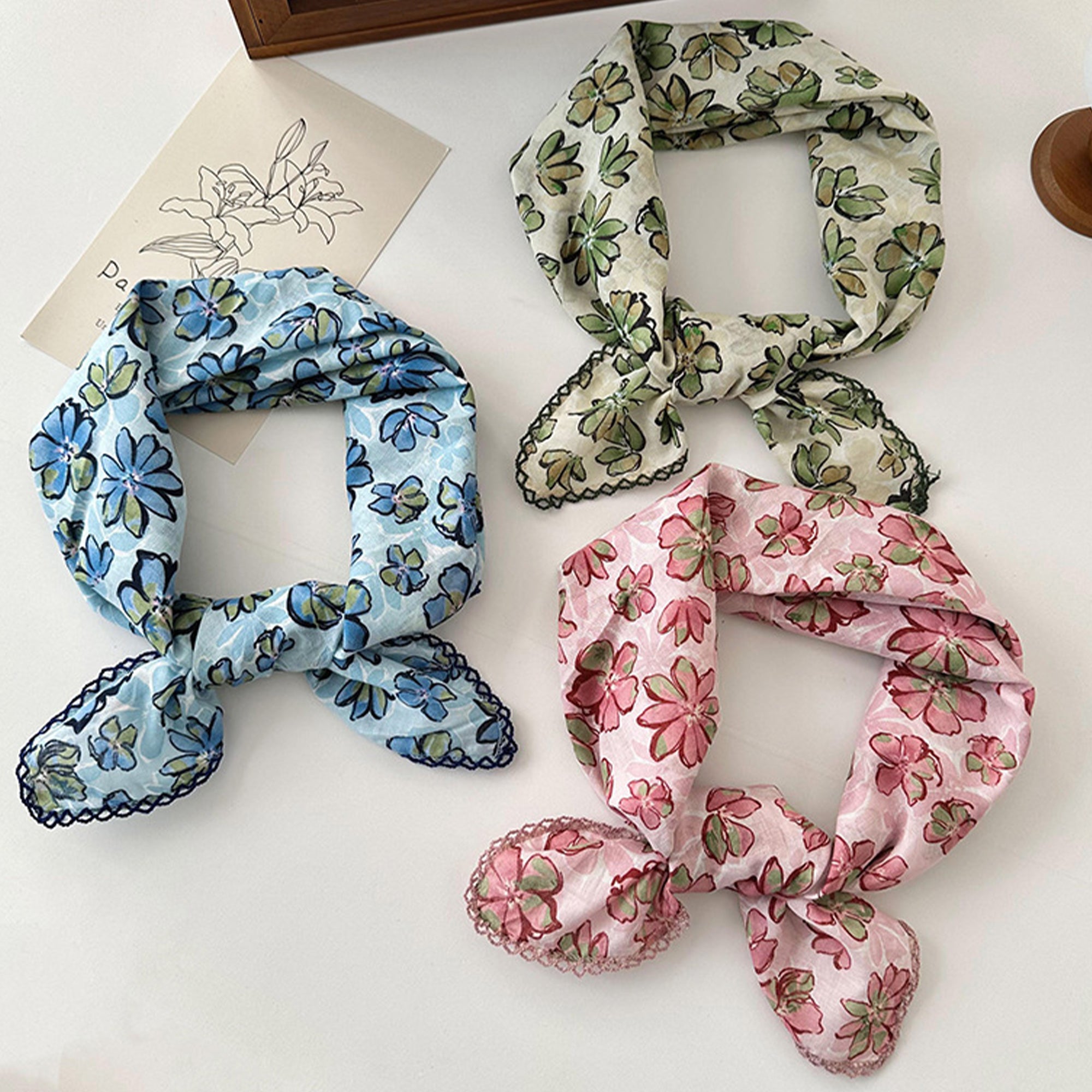 Anna-Kaci Womens Floral Print Lightweight Square Scarf Soft Fashion Neck Hair Wrap