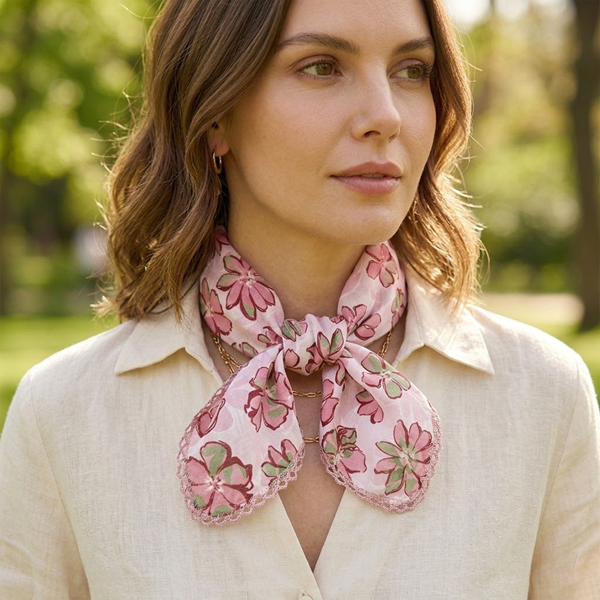 Anna-Kaci Womens Floral Print Lightweight Square Scarf Soft Fashion Neck Hair Wrap
