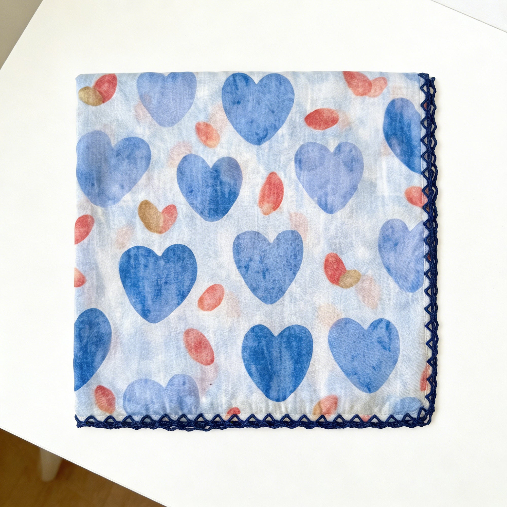 Anna-Kaci Womens Heart Print Lightweight Square Scarf Cute Fashion Neck Hair Wrap
