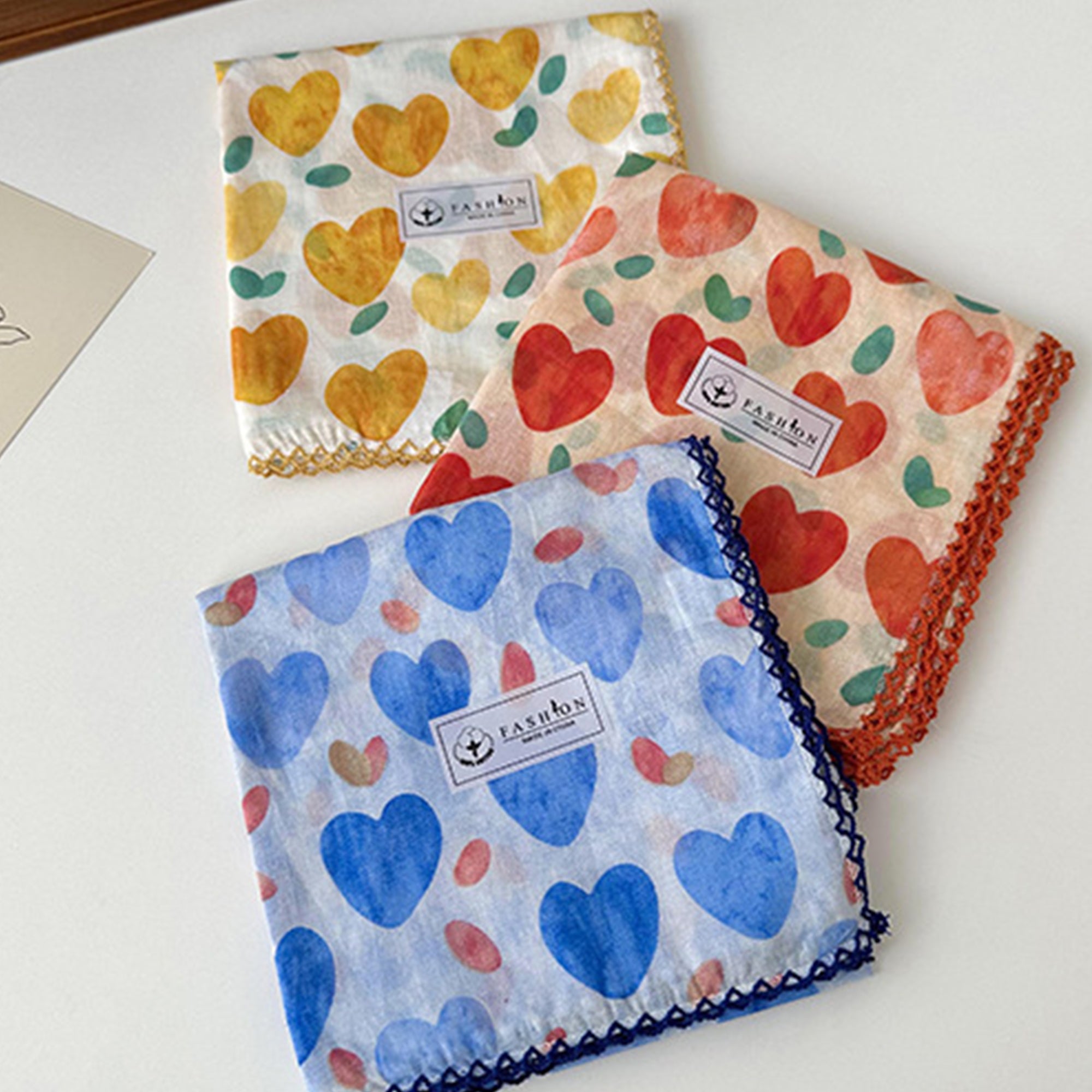 Anna-Kaci Womens Heart Print Lightweight Square Scarf Cute Fashion Neck Hair Wrap
