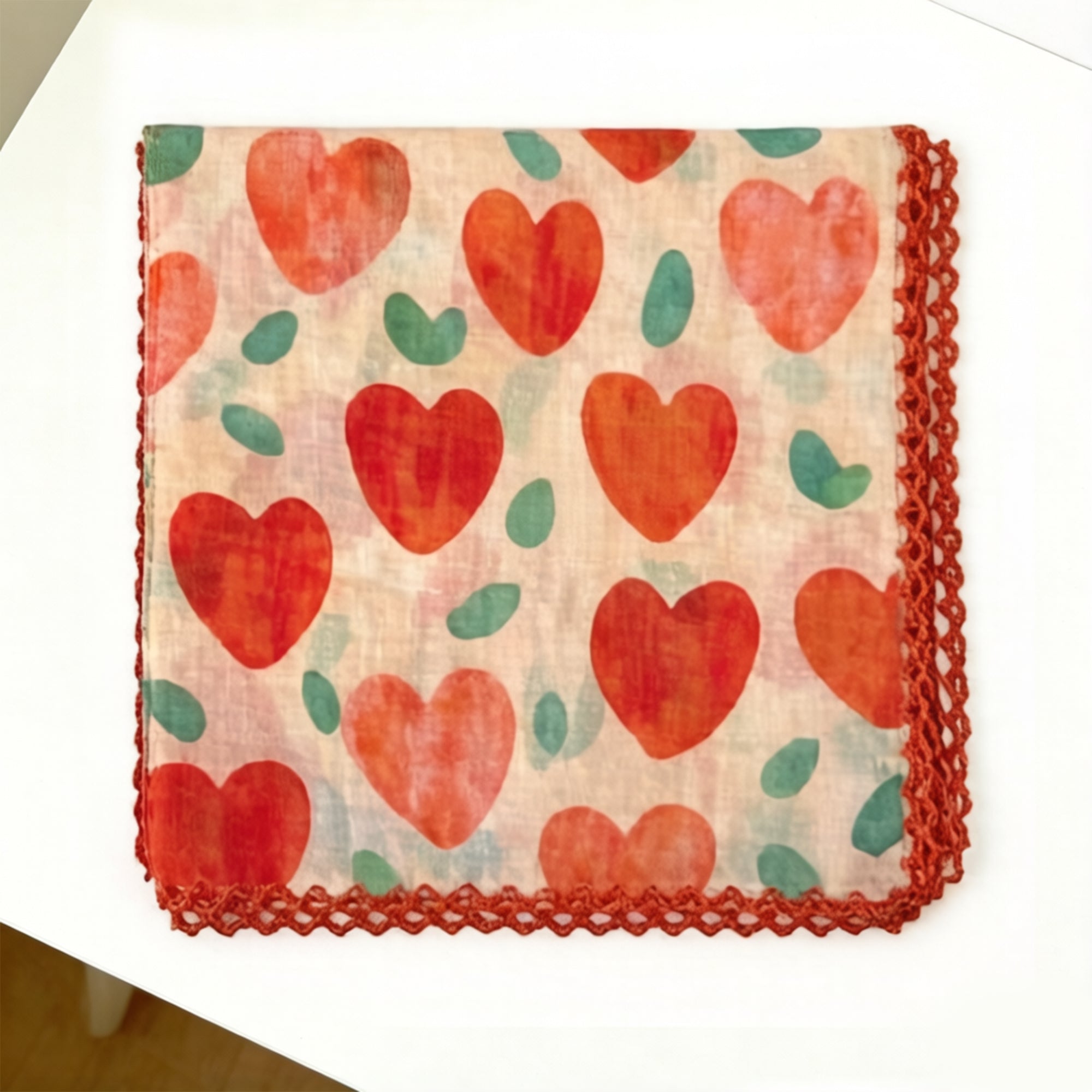 Anna-Kaci Womens Heart Print Lightweight Square Scarf Cute Fashion Neck Hair Wrap