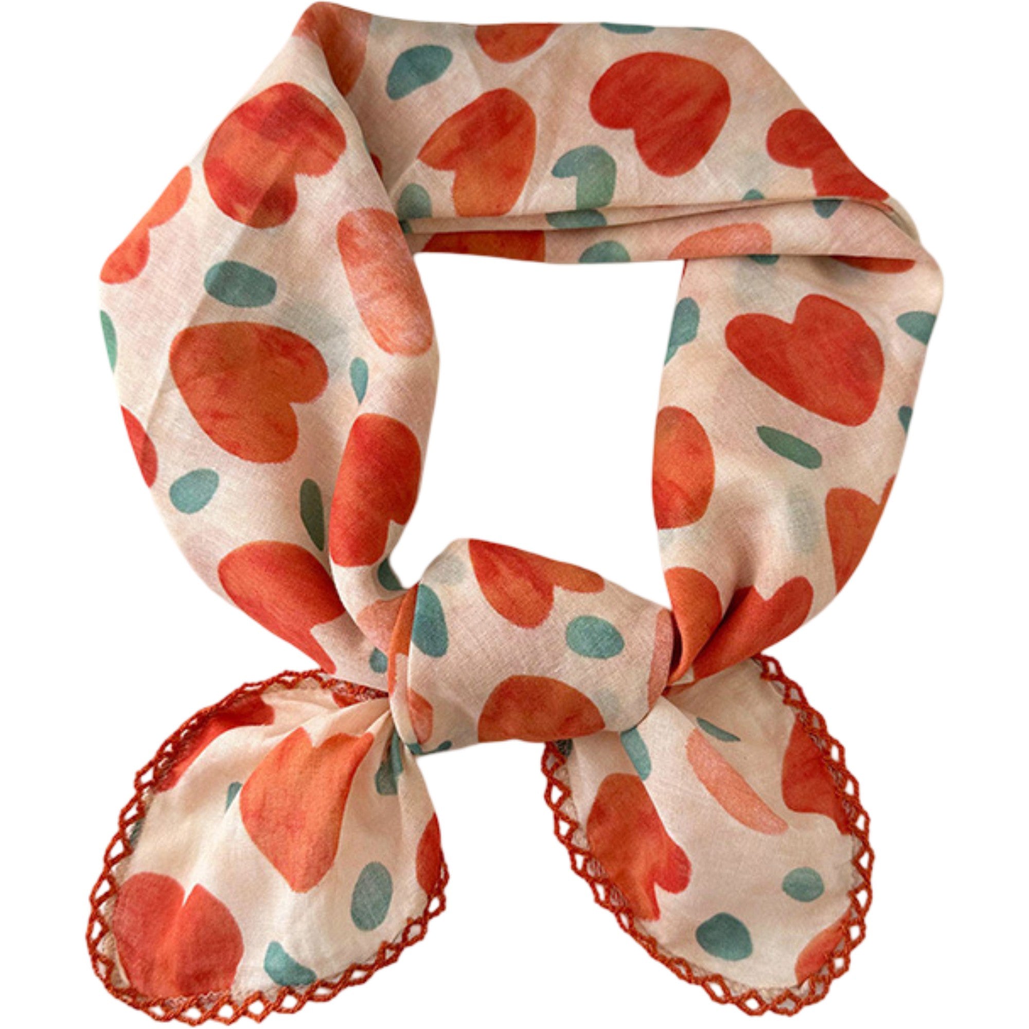 Anna-Kaci Womens Heart Print Lightweight Square Scarf Cute Fashion Neck Hair Wrap