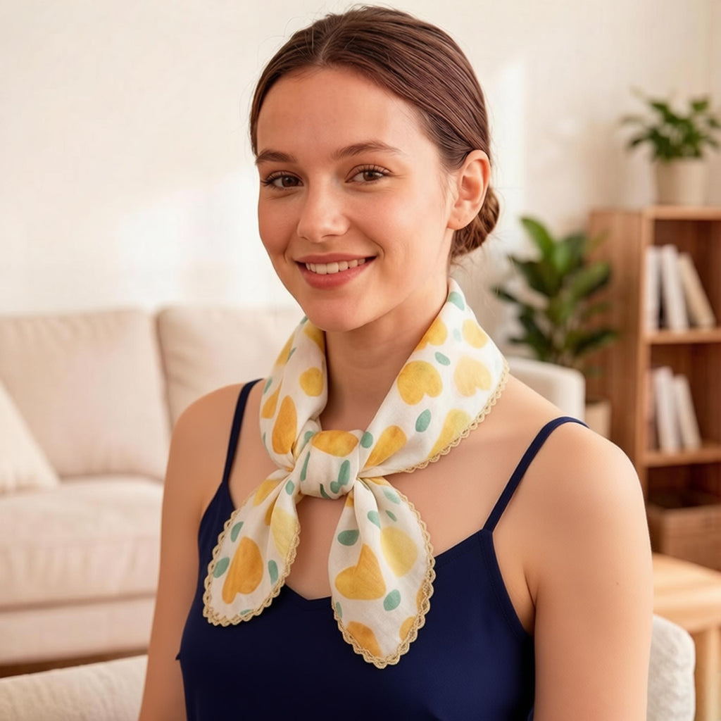 Anna-Kaci Womens Heart Print Lightweight Square Scarf Cute Fashion Neck Hair Wrap