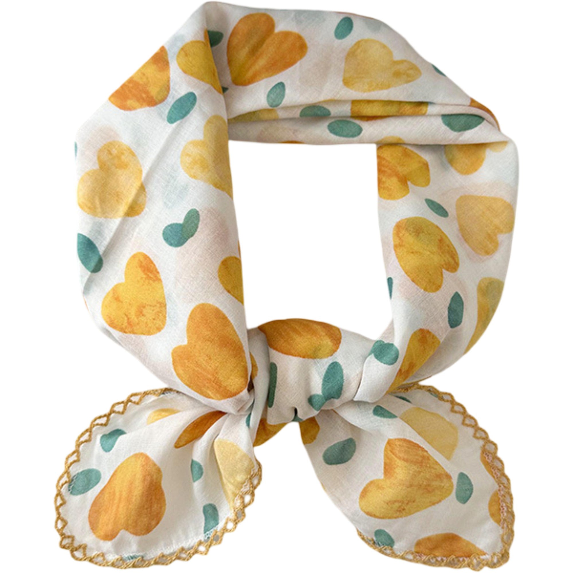Anna-Kaci Womens Heart Print Lightweight Square Scarf Cute Fashion Neck Hair Wrap