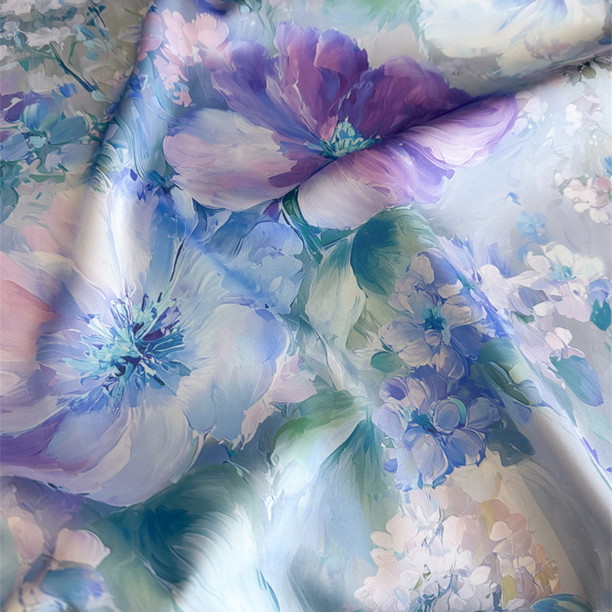 Anna-Kaci Womens Satin Watercolor Floral Square Scarf Lightweight Elegant Neck Wrap