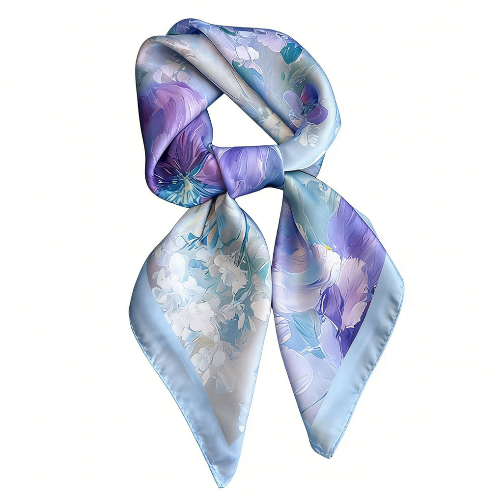 Anna-Kaci Womens Satin Watercolor Floral Square Scarf Lightweight Elegant Neck Wrap