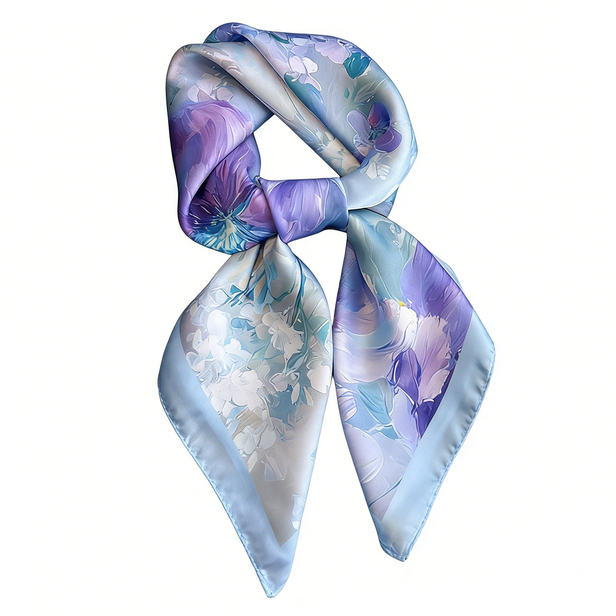 Anna-Kaci Womens Satin Watercolor Floral Square Scarf Lightweight Elegant Neck Wrap