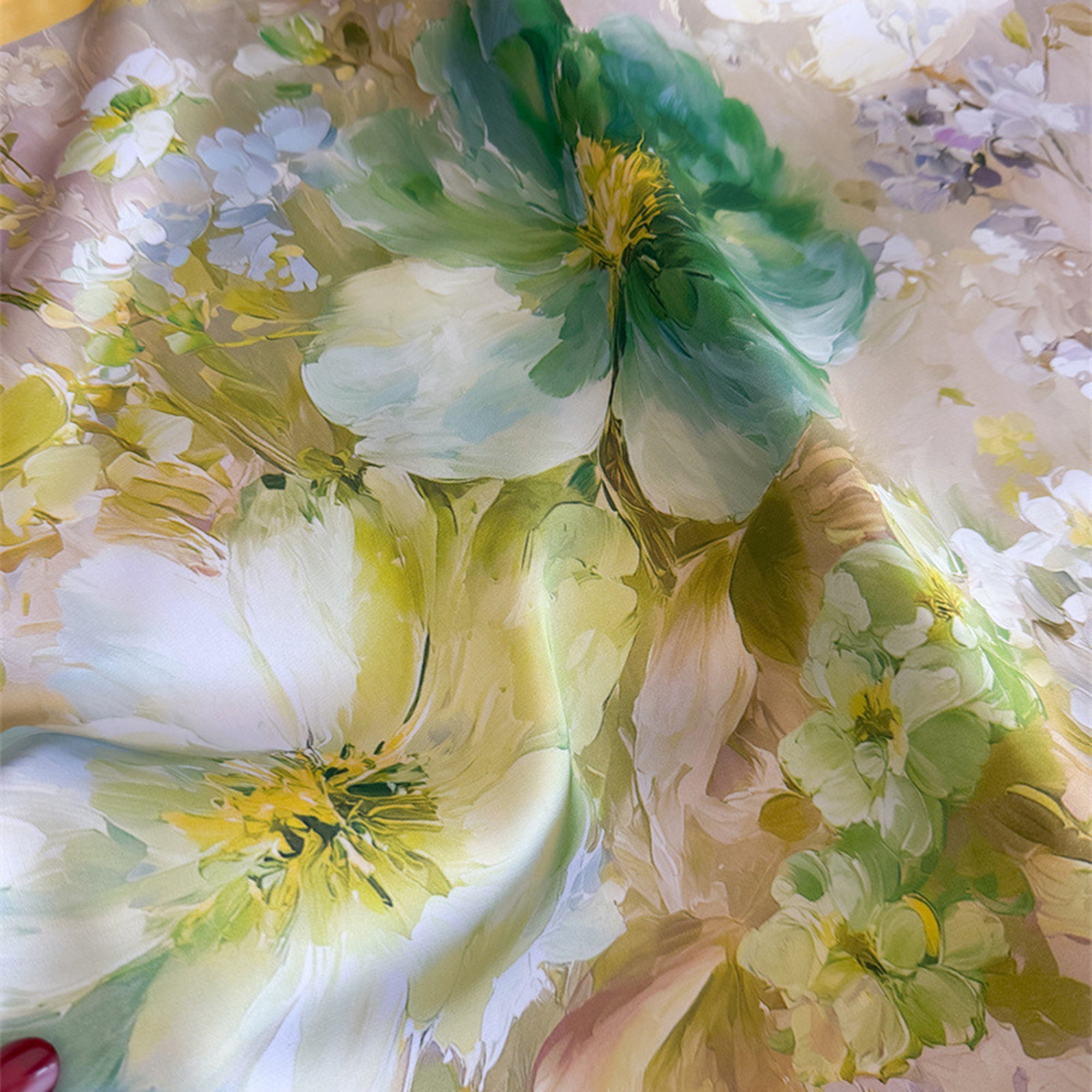 Anna-Kaci Womens Satin Watercolor Floral Square Scarf Lightweight Elegant Neck Wrap