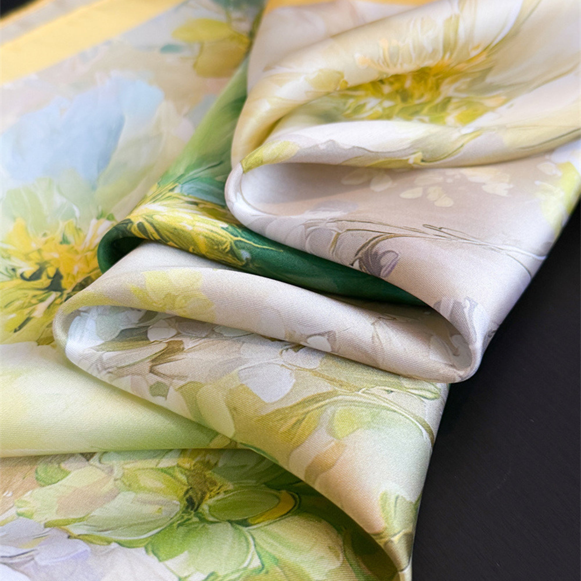 Anna-Kaci Womens Satin Watercolor Floral Square Scarf Lightweight Elegant Neck Wrap