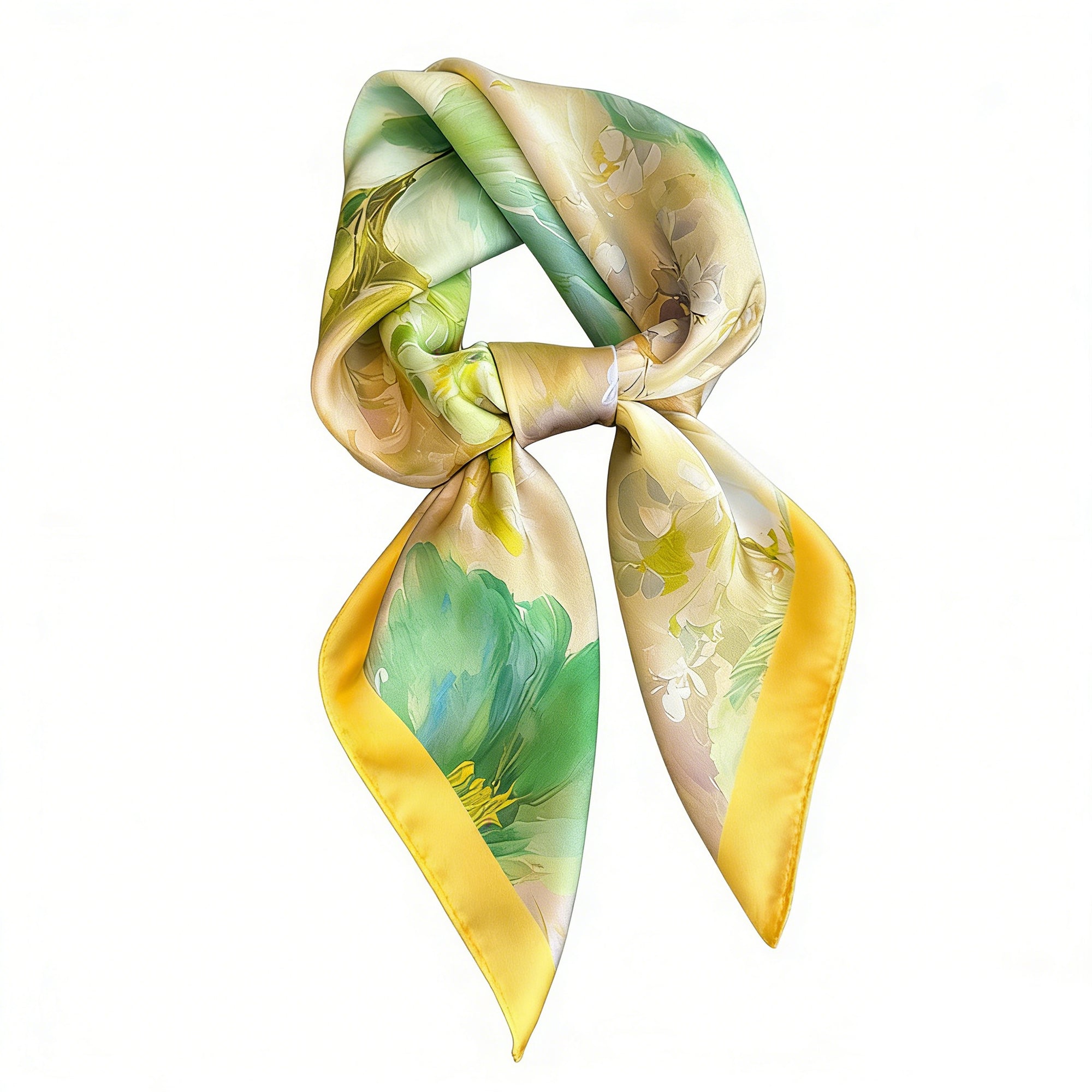 Anna-Kaci Womens Satin Watercolor Floral Square Scarf Lightweight Elegant Neck Wrap