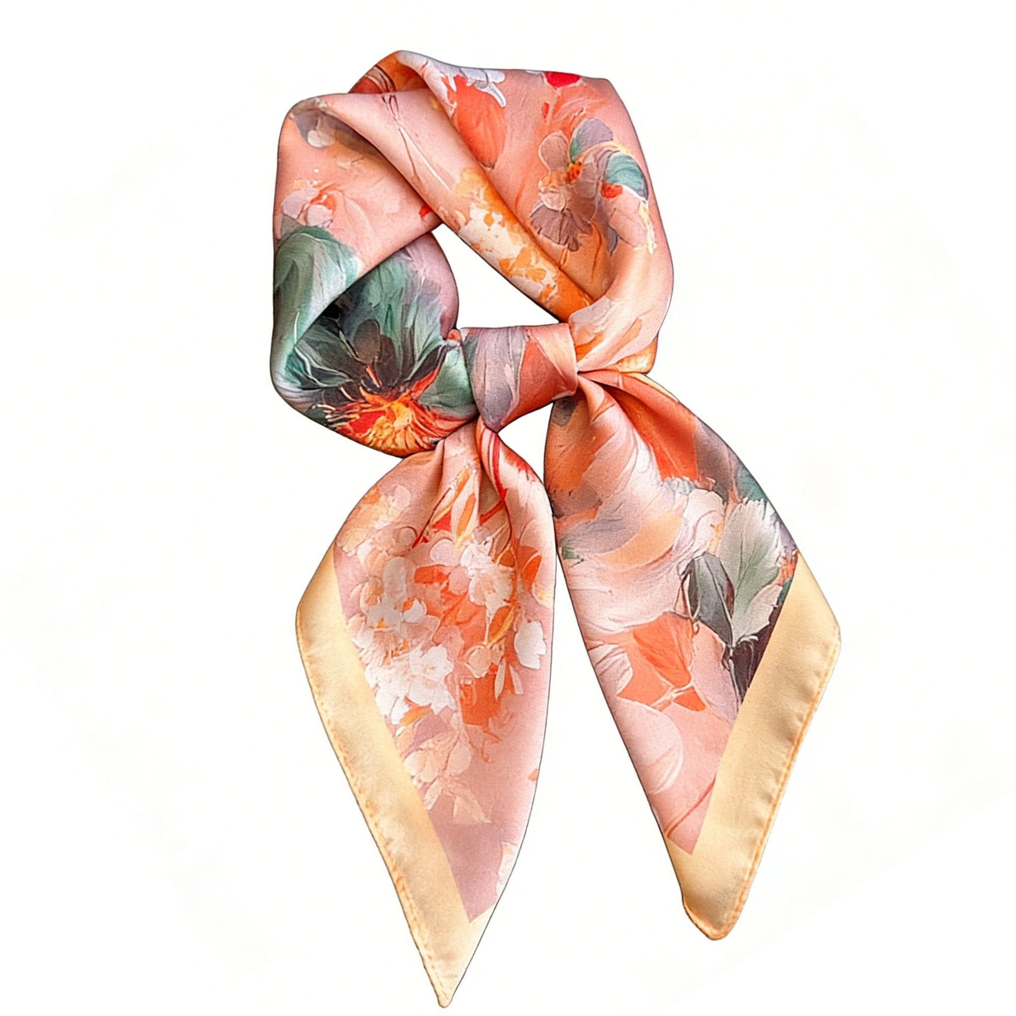 Anna-Kaci Womens Satin Watercolor Floral Square Scarf Lightweight Elegant Neck Wrap