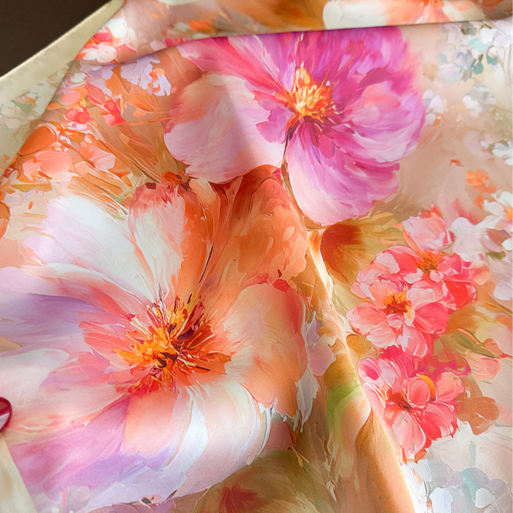 Anna-Kaci Womens Satin Watercolor Floral Square Scarf Lightweight Elegant Neck Wrap
