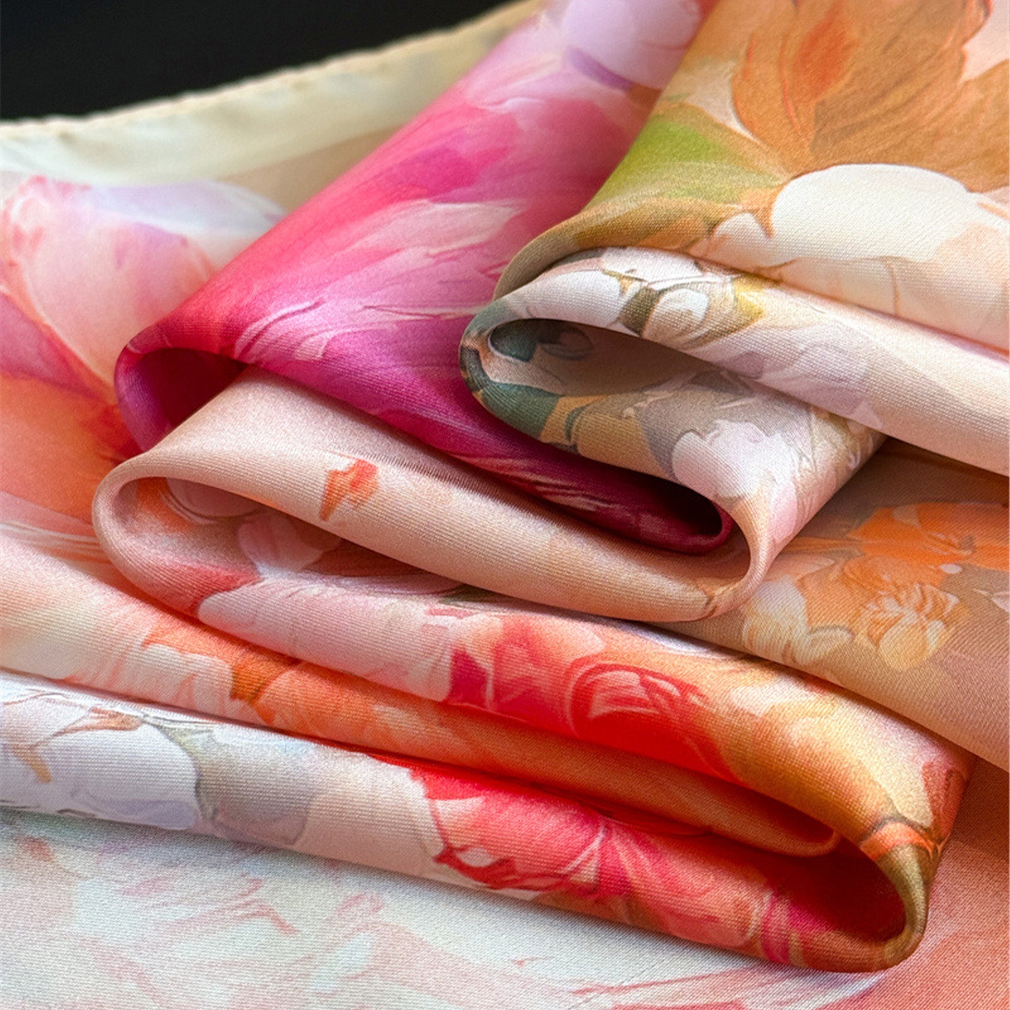 Anna-Kaci Womens Satin Watercolor Floral Square Scarf Lightweight Elegant Neck Wrap