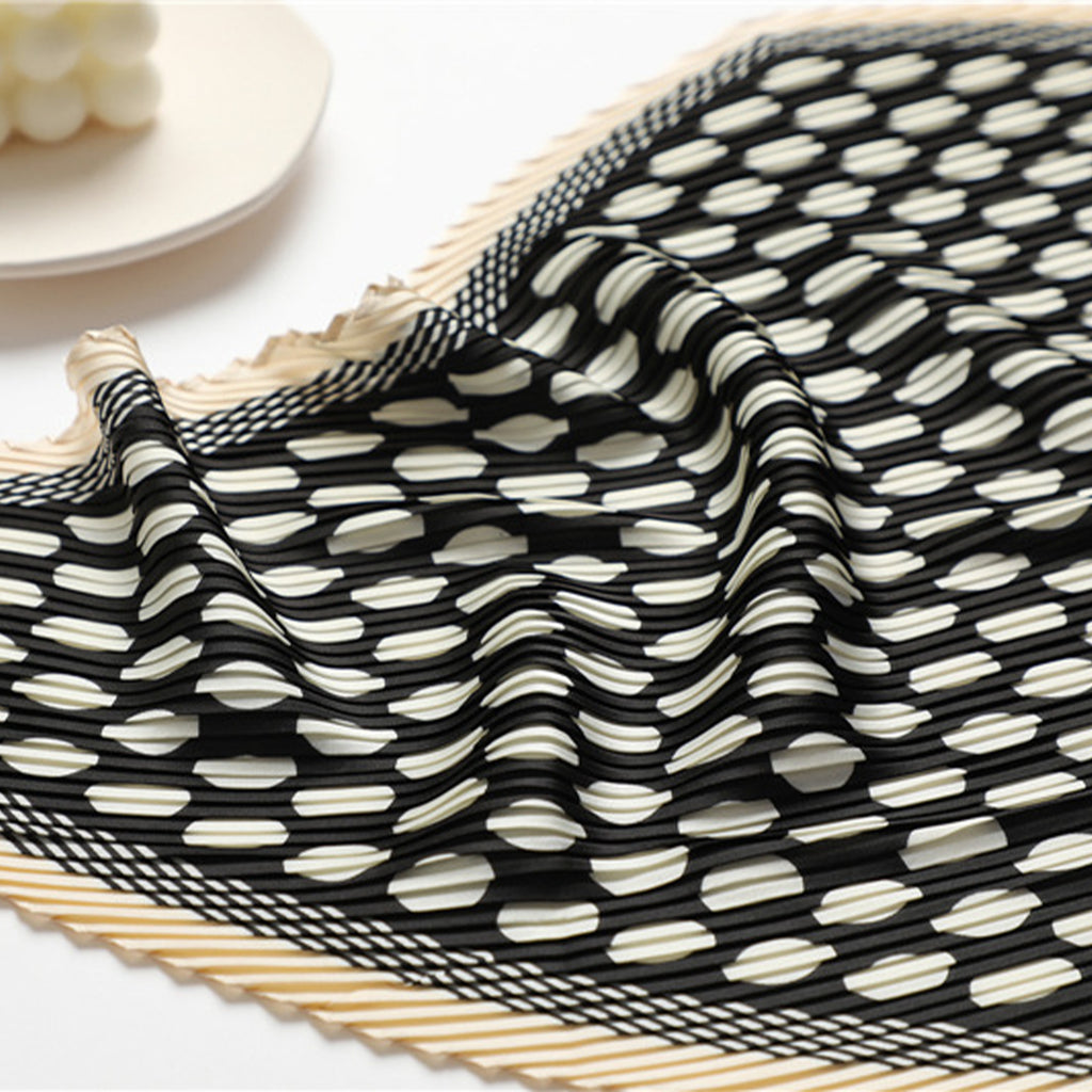 Anna-Kaci Womens Pleated Polka Dot Square Scarf Elegant Geometric Print Neck Wrap