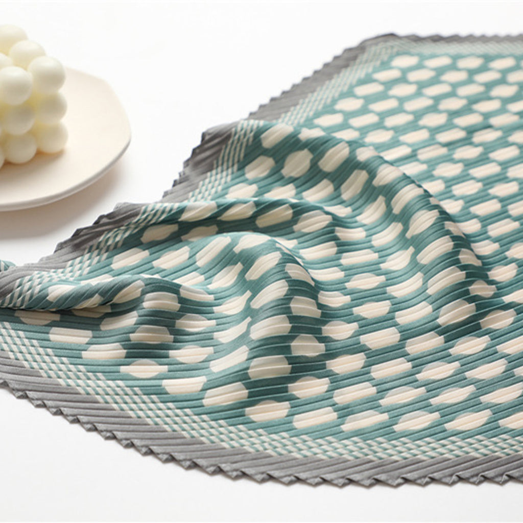 Anna-Kaci Womens Pleated Polka Dot Square Scarf Elegant Geometric Print Neck Wrap