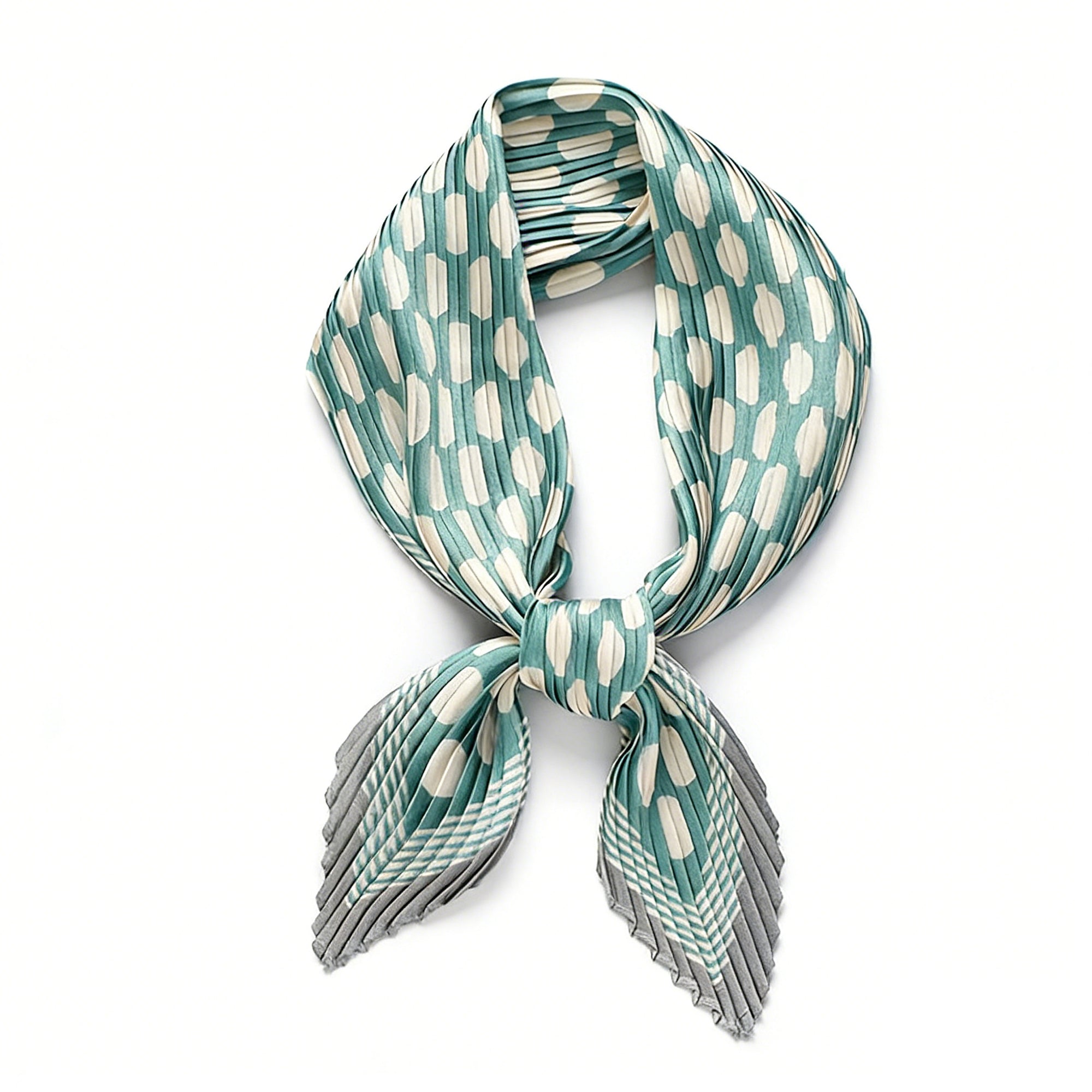 Anna-Kaci Womens Pleated Polka Dot Square Scarf Elegant Geometric Print Neck Wrap