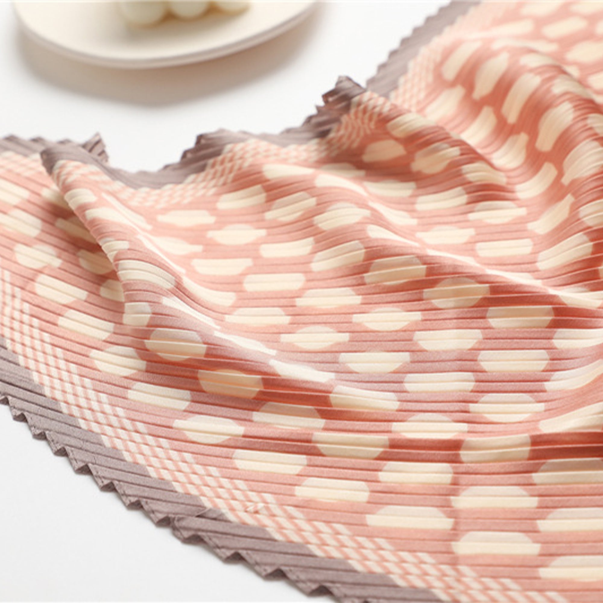 Anna-Kaci Womens Pleated Polka Dot Square Scarf Elegant Geometric Print Neck Wrap