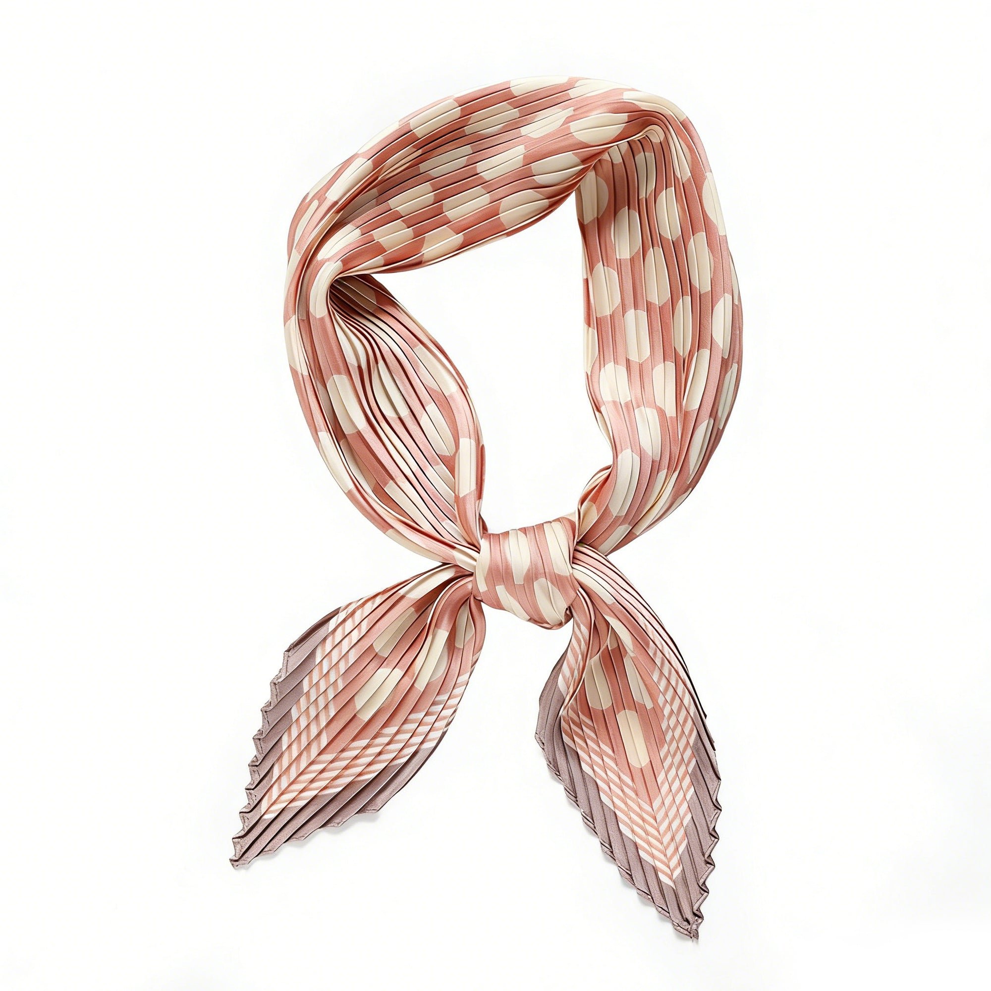Anna-Kaci Womens Pleated Polka Dot Square Scarf Elegant Geometric Print Neck Wrap