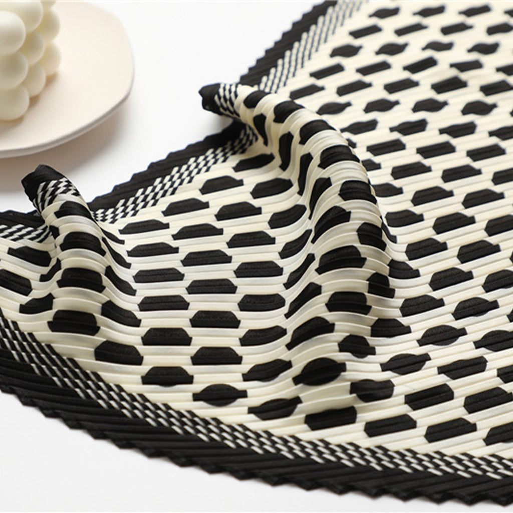 Anna-Kaci Womens Pleated Polka Dot Square Scarf Elegant Geometric Print Neck Wrap