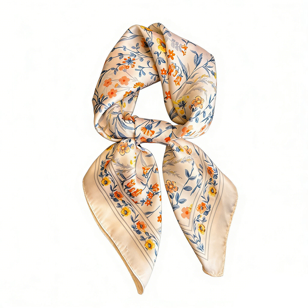 Anna-Kaci Womens Floral Print Square Scarf Elegant Lightweight Fashion Neck Wrap
