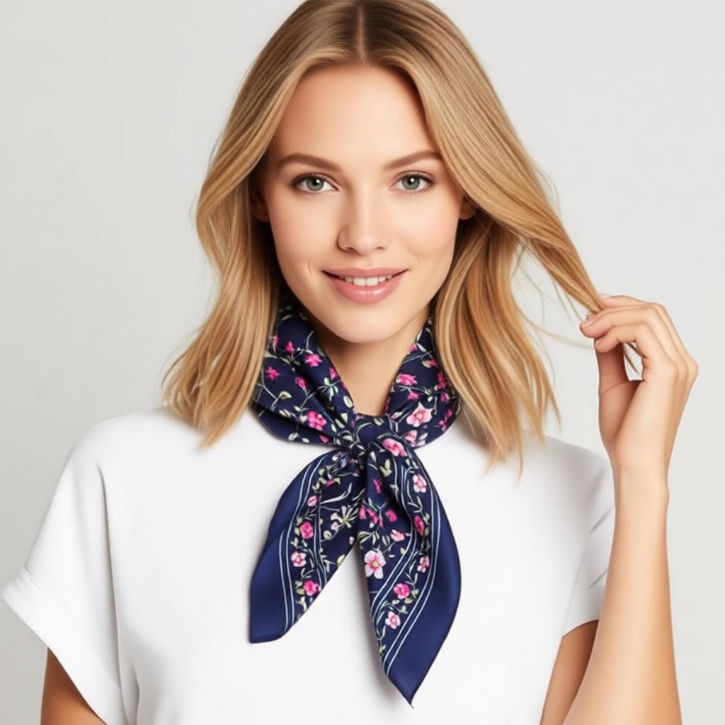 Anna-Kaci Womens Floral Print Square Scarf Elegant Lightweight Fashion Neck Wrap
