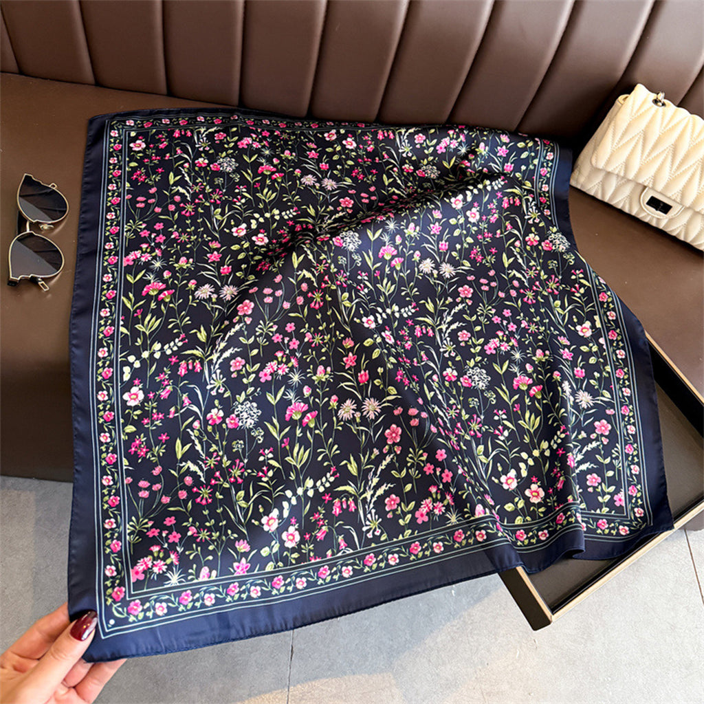 Anna-Kaci Womens Floral Print Square Scarf Elegant Lightweight Fashion Neck Wrap