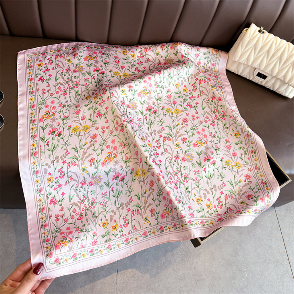 Anna-Kaci Womens Floral Print Square Scarf Elegant Lightweight Fashion Neck Wrap