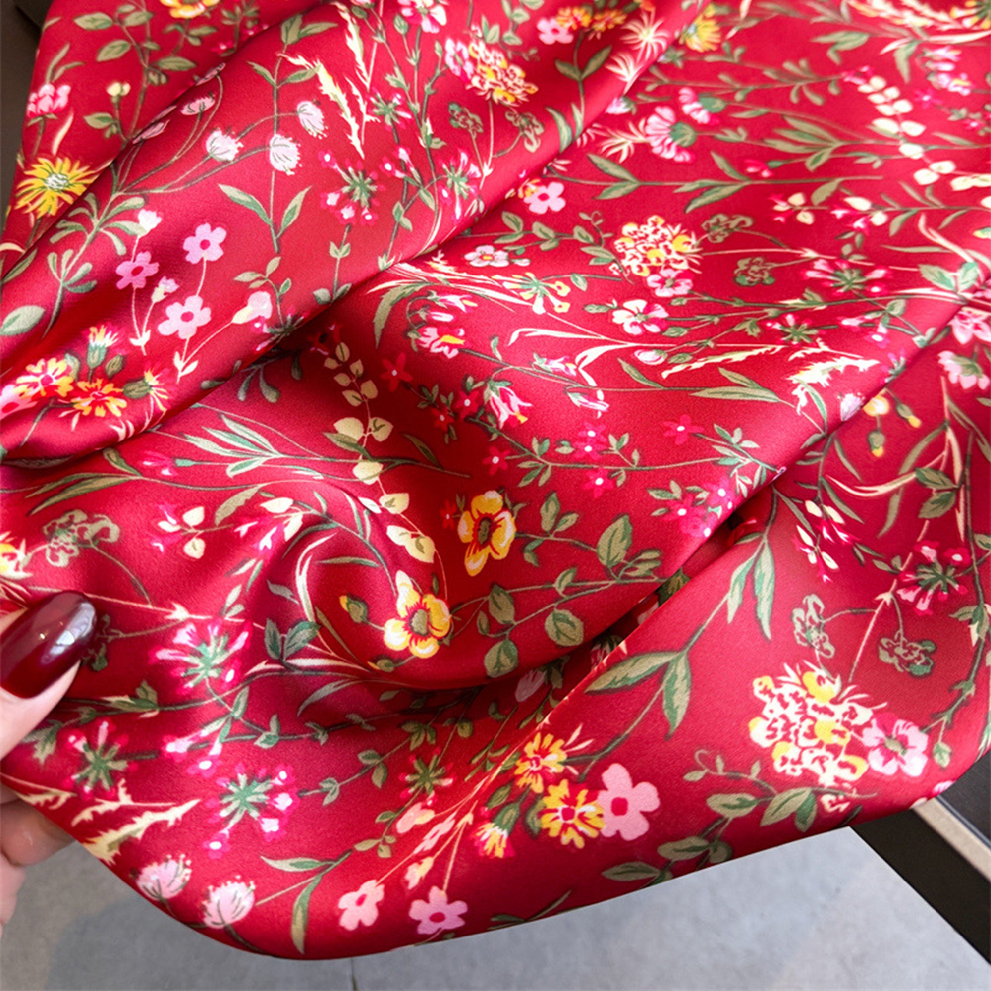 Anna-Kaci Womens Floral Print Square Scarf Elegant Lightweight Fashion Neck Wrap
