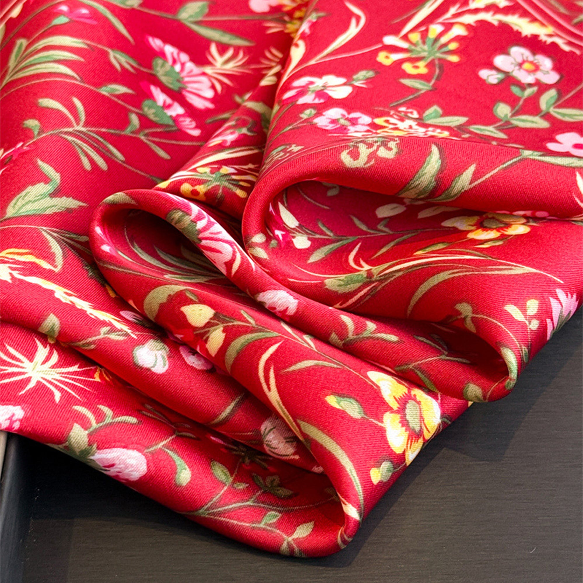 Anna-Kaci Womens Floral Print Square Scarf Elegant Lightweight Fashion Neck Wrap