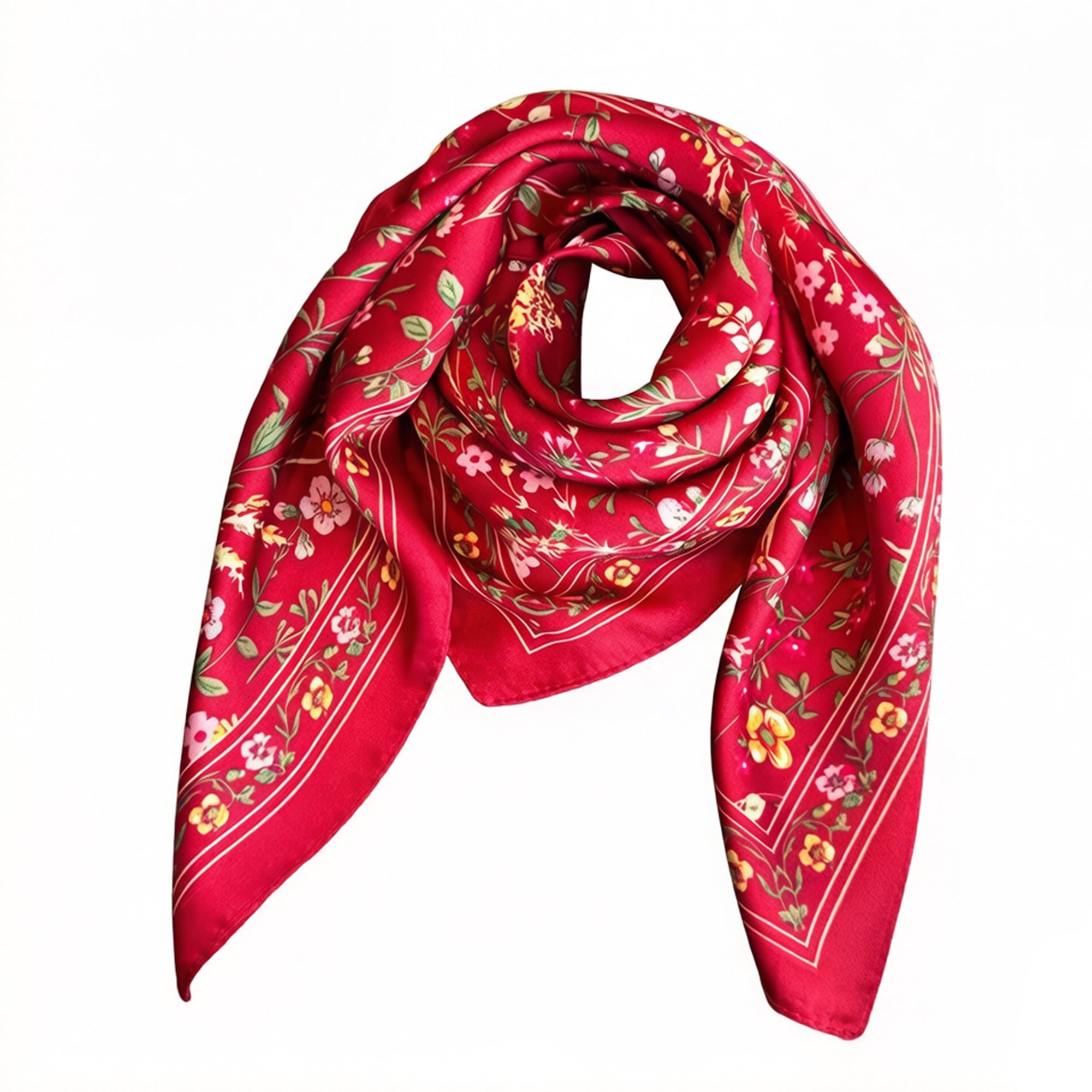 Anna-Kaci Womens Floral Print Square Scarf Elegant Lightweight Fashion Neck Wrap