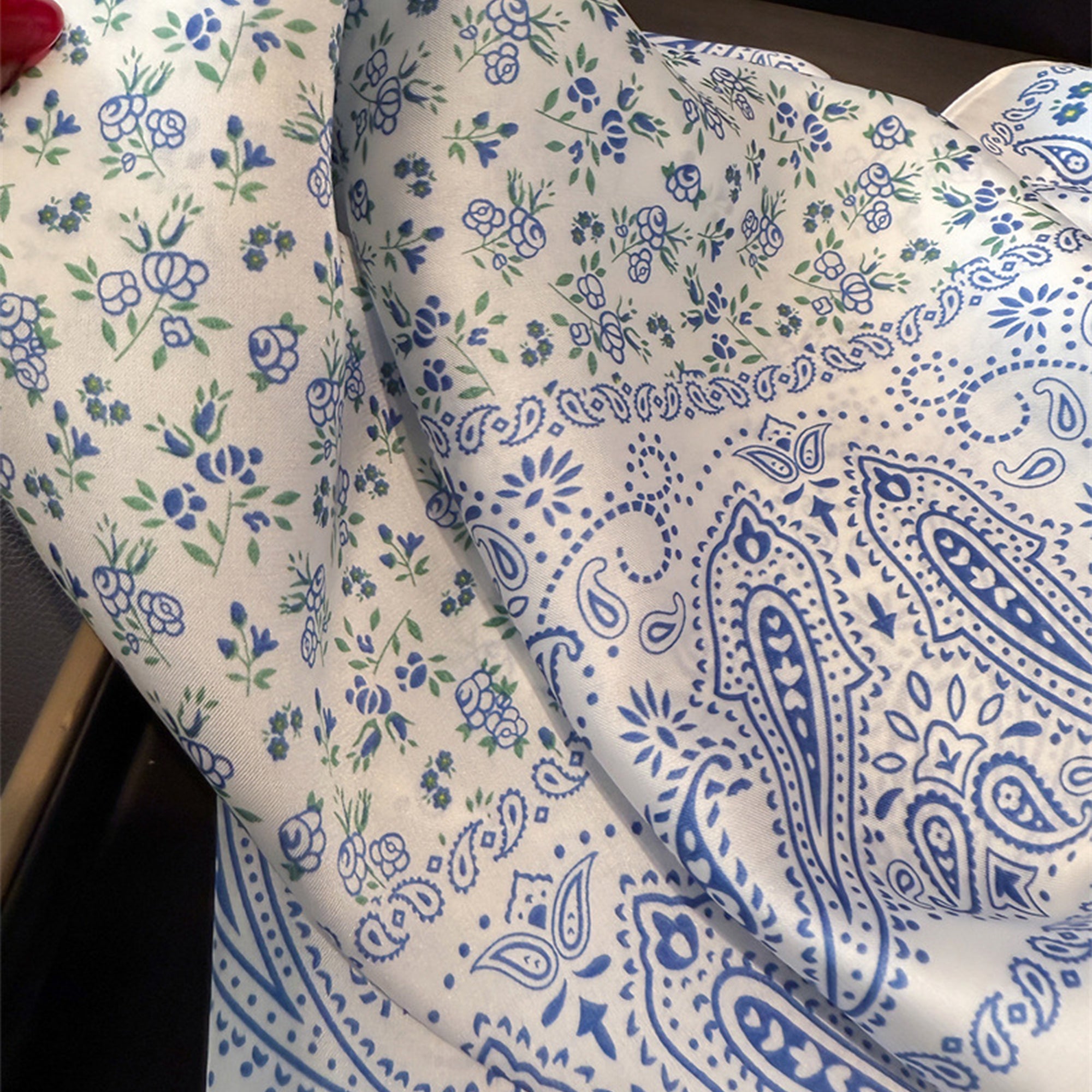 Anna-Kaci Womens Paisley Floral Square Scarf Elegant Vintage Print Neck Wrap