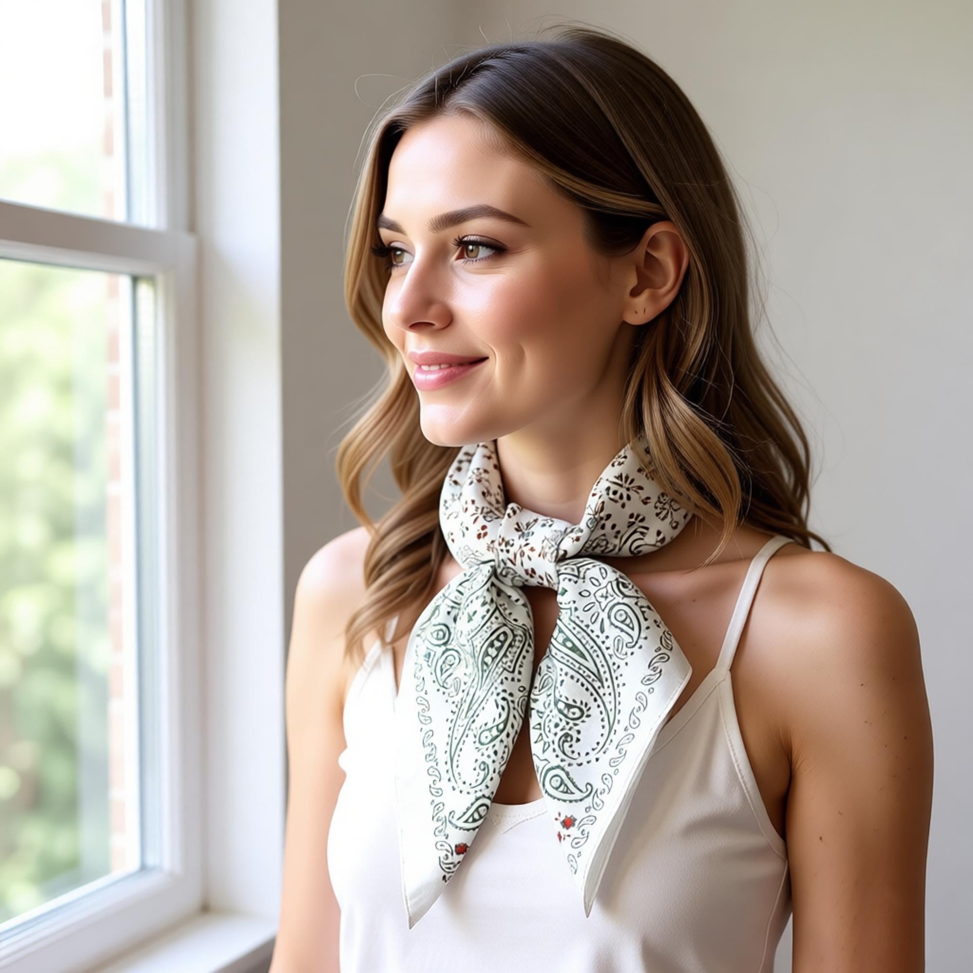 Anna-Kaci Womens Paisley Floral Square Scarf Elegant Vintage Print Neck Wrap