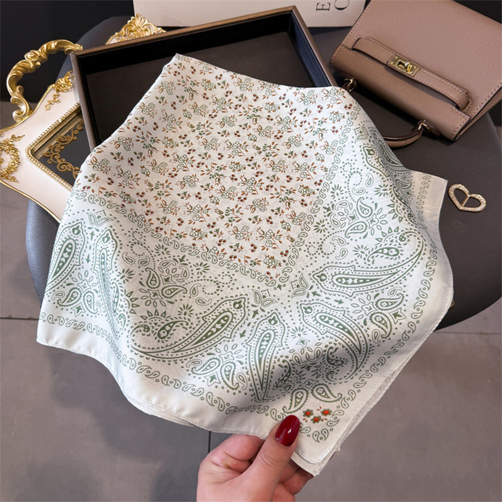 Anna-Kaci Womens Paisley Floral Square Scarf Elegant Vintage Print Neck Wrap