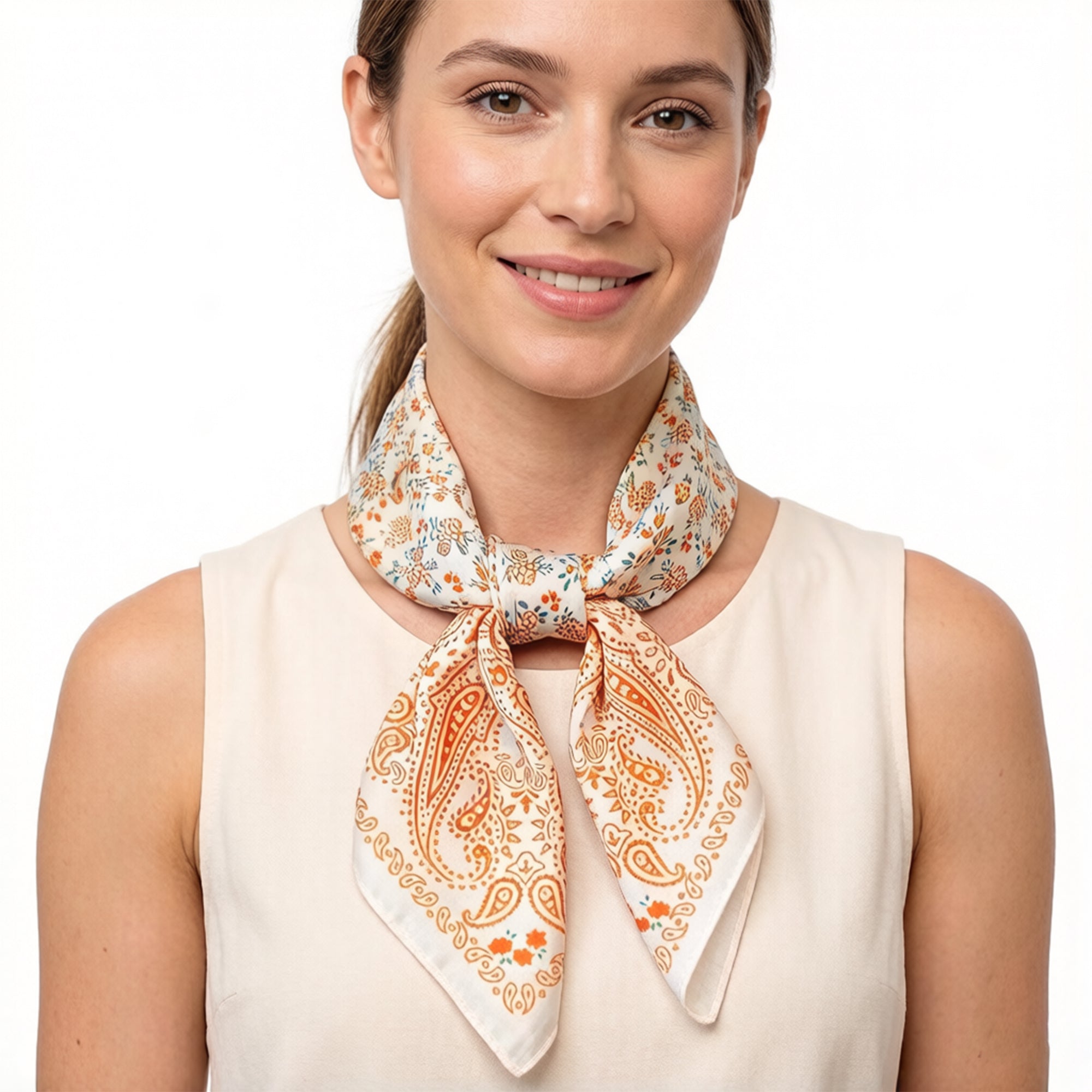 Anna-Kaci Womens Paisley Floral Square Scarf Elegant Vintage Print Neck Wrap