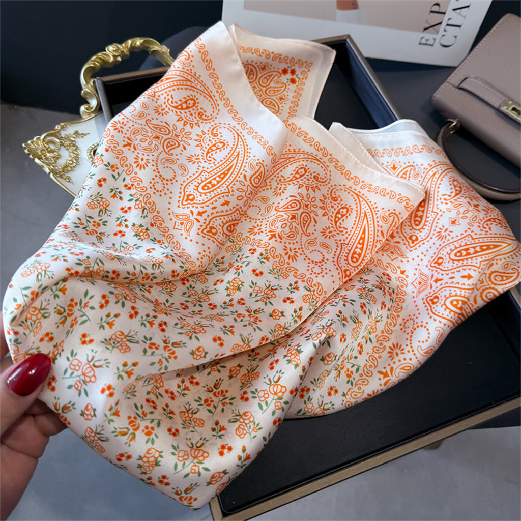 Anna-Kaci Womens Paisley Floral Square Scarf Elegant Vintage Print Neck Wrap