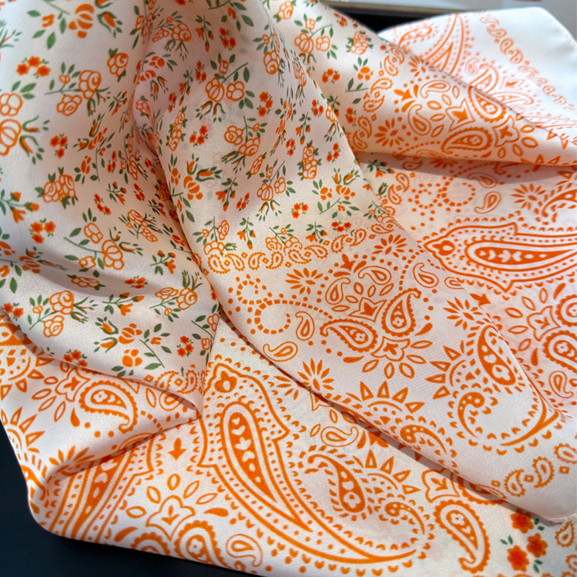 Anna-Kaci Womens Paisley Floral Square Scarf Elegant Vintage Print Neck Wrap