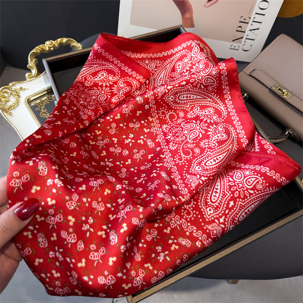 Anna-Kaci Womens Paisley Floral Square Scarf Elegant Vintage Print Neck Wrap