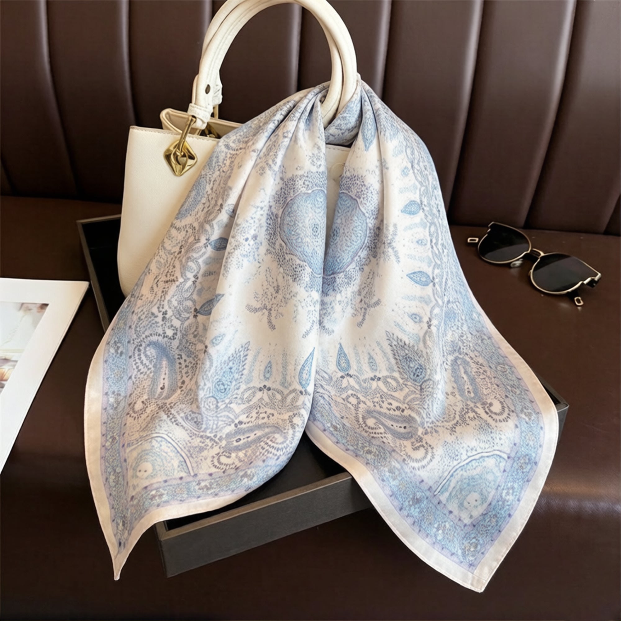 Anna-Kaci Womens Vintage Paisley Print Square Scarf Elegant Soft Fashion Neck Head Wrap